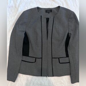 Talbots Women’s Black & White Textured Open-Front Suit Jacket Sz 16